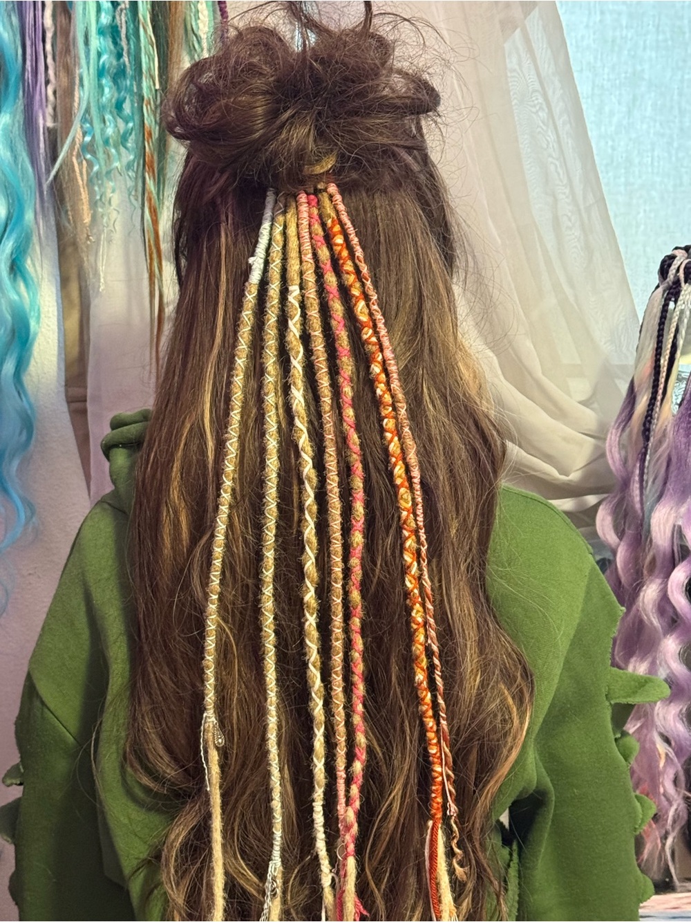 Boho Wrapped Hair Extensions in Natural Brown with Blonde & Warm Tones